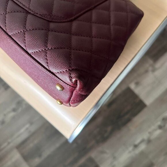 Authentic CHANEL Caviar Lizard Embossed Quilted Small Coco Handle Flap Burgundy - Picture 13 of 14